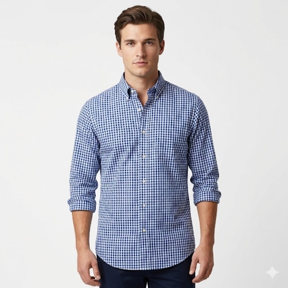 Lauren Ralph Lauren Other - Ralph Lauren Mens Gingham Button Down Business Casual Shirt Blue White 17 32/33